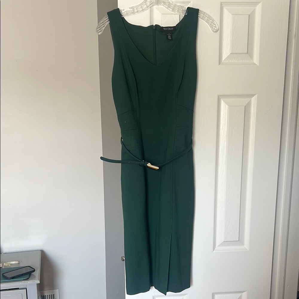 White House Black Market Green Sheath Dress Sleeveless Scoop Neck